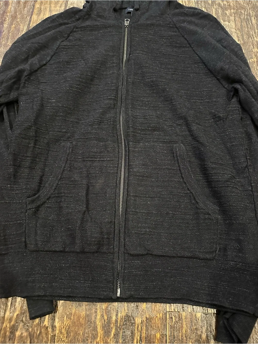 J. Crew Men’s Black Zip-Up Hooded Sweater